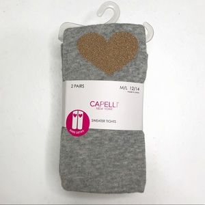 NWT Capelli Girl’s 2 Pk Gray White Sweater Tights
